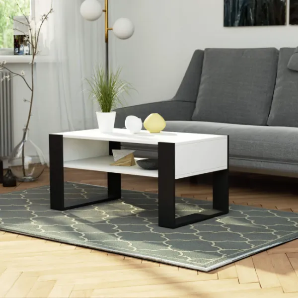Ak furniture Konferenčný stolík DOMI biely/čierny