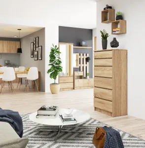 Ak furniture Komoda Kuba 60 cm - 6 zásuviek dub sonoma
