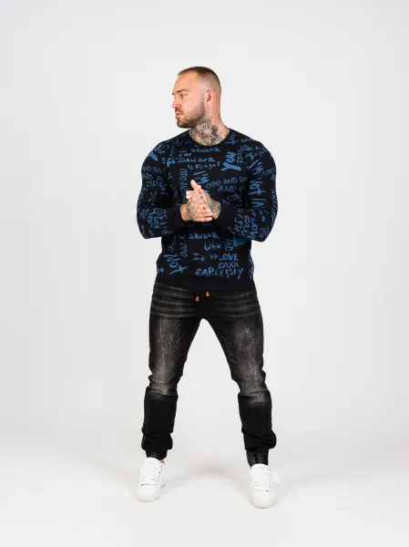 Pánsky sveter CIPO & BAXX CP276 NAVYBLUE Konfekčná veľkosť: M