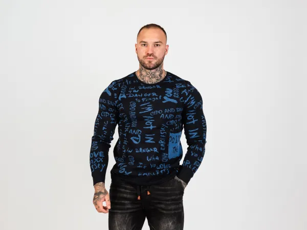 Pánsky sveter CIPO & BAXX CP276 NAVYBLUE Konfekčná veľkosť: M