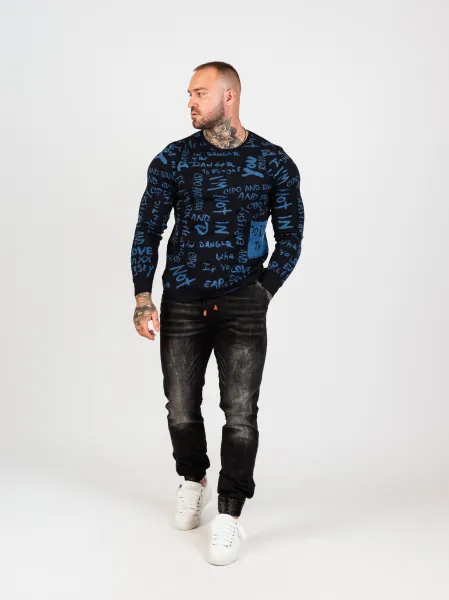 Pánsky sveter CIPO & BAXX CP276 NAVYBLUE Konfekčná veľkosť: M