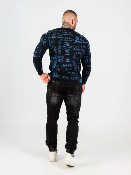 Pánsky sveter CIPO & BAXX CP276 NAVYBLUE Konfekčná veľkosť: M