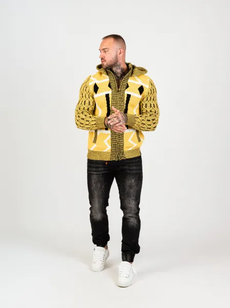 Pánsky sveter CIPO & BAXX CP256 YELLOW Farba: Žltá, Konfekčná veľkosť: XXL