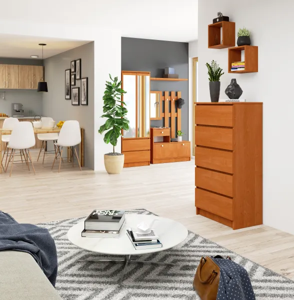 Ak furniture Komoda Kuba 60 cm - 5 zásuviek jelša