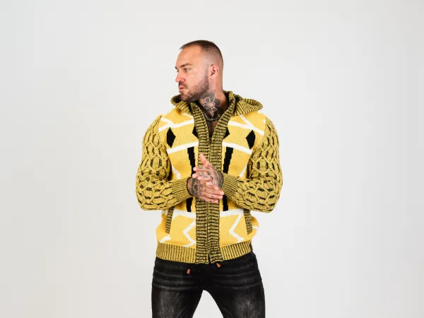 Pánsky sveter CIPO & BAXX CP256 YELLOW Farba: Žltá, Konfekčná veľkosť: XXL