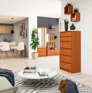 Ak furniture Komoda Kuba 60 cm - 6 zásuviek jelša