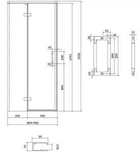 CERSANIT/S - Sprchovací kút LARGA 90x80 čierny, ľavý, číre sklo S932-128/80