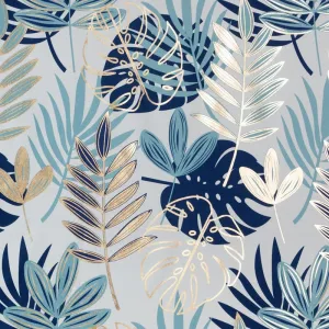 ArtFir Záves MALTA K | modré listy 140 x 250 cm