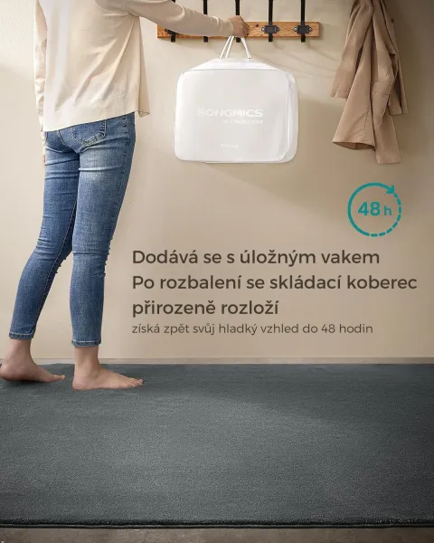 SONGMICS Protišmykový koberec DARVIN 200 x 290 cm svetlosivý