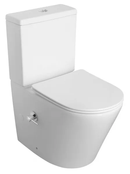 SAPHO - PACO CLEANWASH WC kombi misa, integrovaná batéria a bidetová spŕška, spodný/zadný, biela PC1012RX