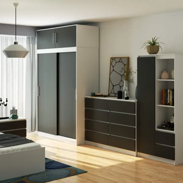 Ak furniture Nástavec na skříň CLP S150 šedý/bílý