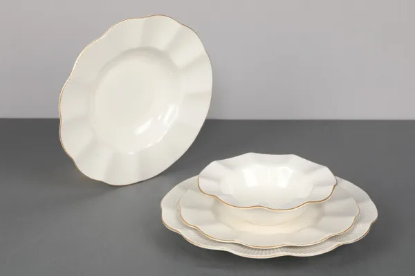 Hermia Porcelánová sada 24 ks talířů Creamy Gold bílá/zlatá
