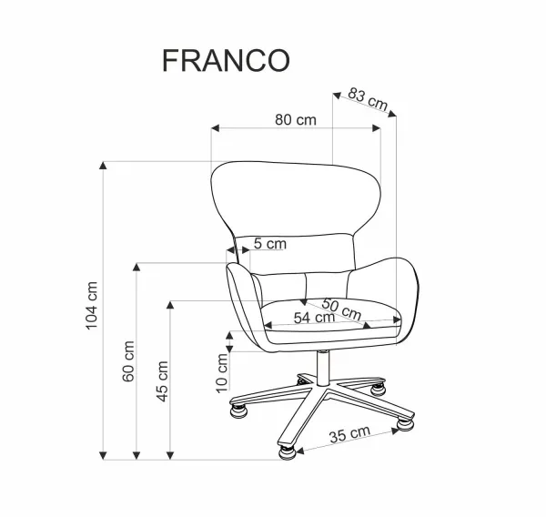 Otočné kreslo FRANCO Halmar Šedá
