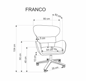 Otočné kreslo FRANCO Halmar Šedá