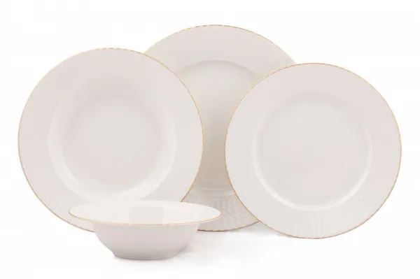 Hermia Porcelánová sada 24 ks talířů Whitie bílá/zlatá
