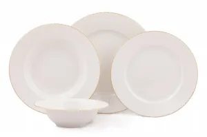 Hermia Porcelánová sada 24 ks talířů Whitie bílá/zlatá