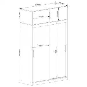 Ak furniture Šatní skříň s posuvnými dveřmi a nástavcem MONO CLP 150 cm olše
