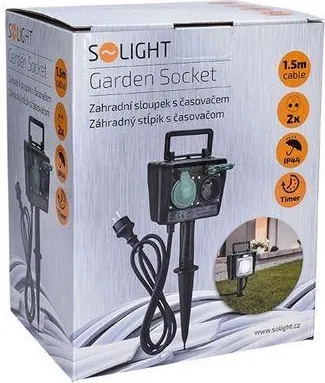 Predlžovací kábel 2 zásuvky 1,5m SOLIGHT PG03 s časovým spínačom