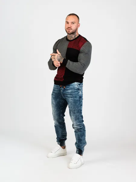 Pánsky sveter CIPO & BAXX CP263 GREY Farba: Sivá, Konfekčná veľkosť: XXL