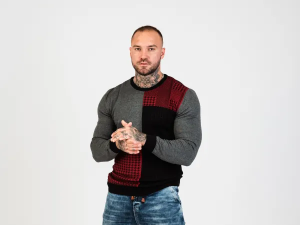Pánsky sveter CIPO & BAXX CP263 GREY Farba: Sivá, Konfekčná veľkosť: XXL