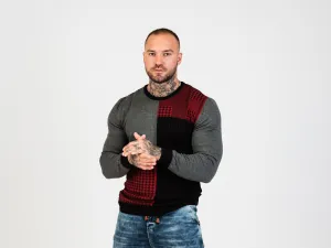 Pánsky sveter CIPO & BAXX CP263 GREY Farba: Sivá, Konfekčná veľkosť: XXL