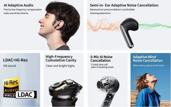 XIAOMI QCY - HT10 PRO+ AilyBuds Bezdrôtové slúchadlá, Čierne