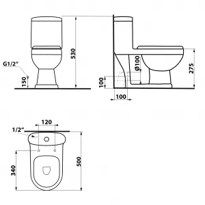 AQUALINE - PETIT detské WC kombi, zadný/spodný odpad, biela PT520