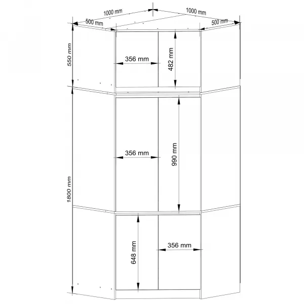 Ak furniture Rohová šatní skříň CLP 100 cm 6D dub artisan