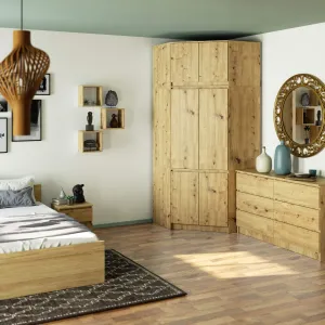 Ak furniture Rohová šatní skříň CLP 100 cm 6D dub artisan