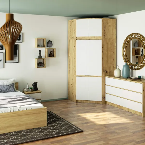 Ak furniture Nástavec na rohovou šatní skříň CLP 100 cm dub artisan/bílý