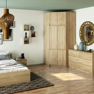 Ak furniture Rohová šatní skříň CLP 100 cm 6D dub sonoma