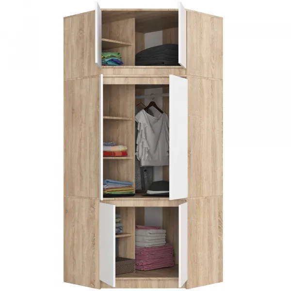 Ak furniture Nástavec na rohovou šatní skříň CLP 100 cm dub sonoma/bílá