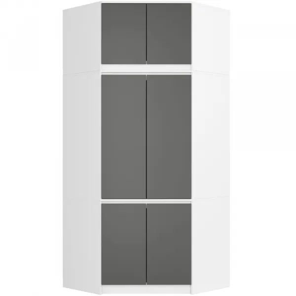 Ak furniture Nástavec na rohovou šatní skříň CLP 100 cm bílý/grafitově šedý