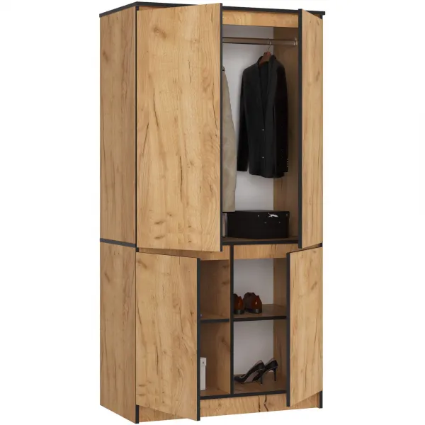 Ak furniture Šatní skříň CLP S90/4D dub craft