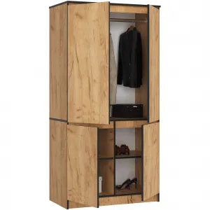 Ak furniture Šatní skříň CLP S90/4D dub craft