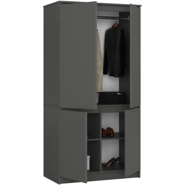 Ak furniture Šatní skříň CLP S90/4D grafitově šedá