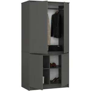 Ak furniture Šatní skříň CLP S90/4D grafitově šedá