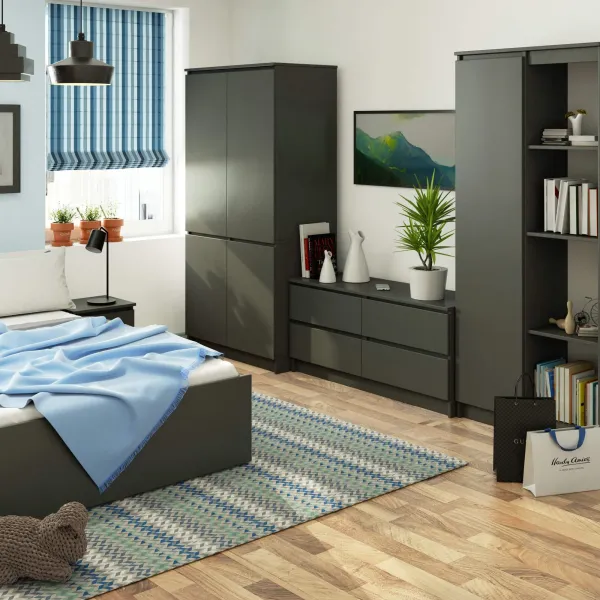 Ak furniture Šatní skříň CLP S90/4D grafitově šedá