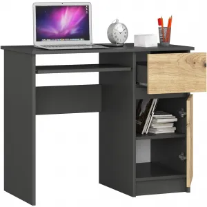 Ak furniture Psací stůl PIKSEL 90 cm grafitově šedý/dub artisan pravý