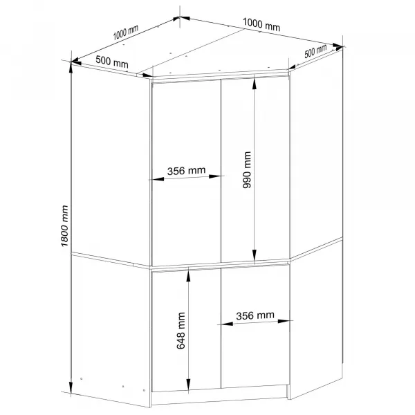 Ak furniture Rohová šatní skříň CLP 100 cm 4D dub craft