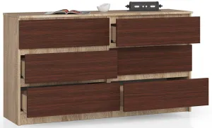 Ak furniture Komoda Rollo K 138,4 cm dub sonoma/wenge