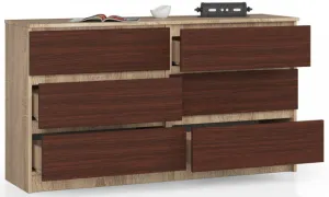 Ak furniture Komoda Rollo K 138,4 cm dub sonoma/wenge
