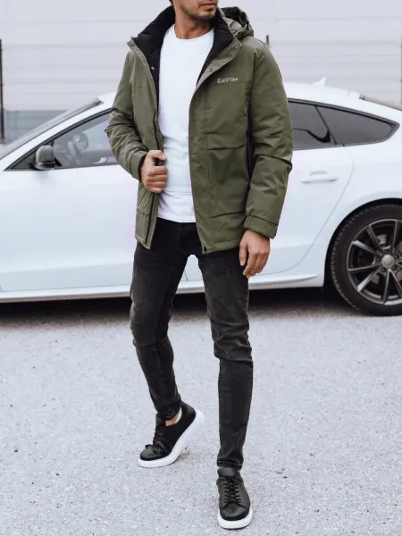 Trendy bunda s kapucňou pre pánov zelená