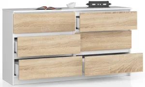 Ak furniture Komoda Rollo K 138,4 cm biela/dub sonoma