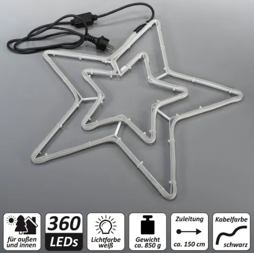 Nexos 86221 Vianočná svetelná hviezda 360 LED, 55 cm