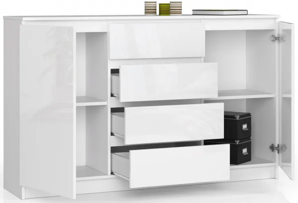 Ak furniture Komoda Tove K 160,4 cm biela lesklá