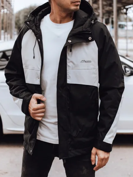 Trendy bunda s kapucňou pre pánov čierno-šedá