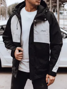 Trendy bunda s kapucňou pre pánov čierno-šedá