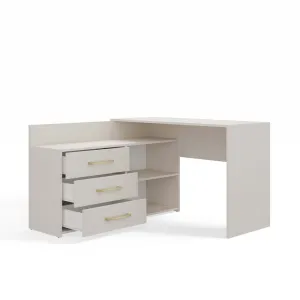 TP Living Rohový písací stôl + komoda DANY ľavý kašmírový