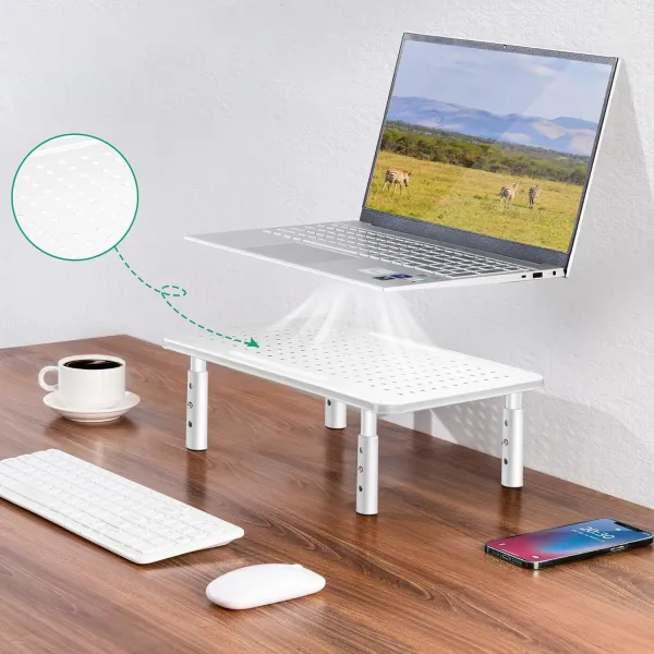 Stojan na monitor notebooku MULING biely + zásuvka